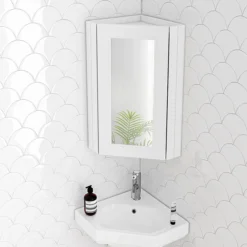 Chatsworth Corner Mirror Cabinet White -Bathroom Discount Store cnrmcabwht l2