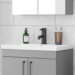 Arezzo Round Matt Black Basin Mono Mixer Tap 11 Arezzo Round Matt Black Basin Mono Mixer Tap -Bathroom Discount Store cru20blk d2