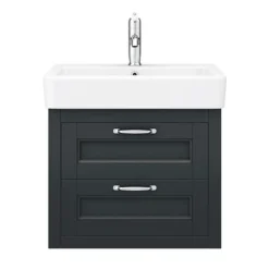 Chatsworth Traditional Graphite 560mm 2 Drawer Wall Hung Vanity -Bathroom Discount Store cwh560blk2dd4
