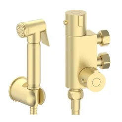 Arezzo Round Douche Thermostatic Bar Valve With Shower Spray Kit Brushed Brass 8 Arezzo Round Douche Thermostatic Bar Valve With Shower Spray Kit Brushed Brass -Bathroom Discount Store dbvskbb l