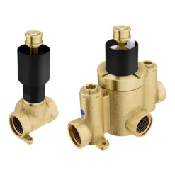 Arezzo Matt Black Concealed Individual Diverter + Thermostatic Control Shower Valve -Bathroom Discount Store egaz39ab d2