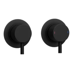 Arezzo Matt Black Concealed Individual Diverter + Thermostatic Control Shower Valve -Bathroom Discount Store egaz39abnd2