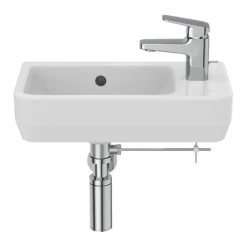 Ideal Standard I.Life S 450mm Wall Hung Right Hand 1TH Washbasin + Chrome Bottle Trap -Bathroom Discount Store isil45wh d3