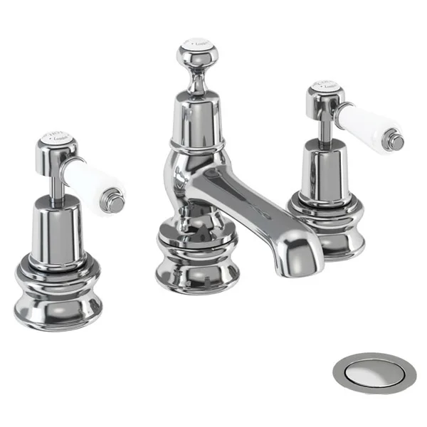 Burlington Kensington Regent - 3 Tap Hole Basin Mixer W/ Pop Up Waste 4 Burlington Kensington Regent - 3 Tap Hole Basin Mixer W/ Pop Up Waste - Image 2