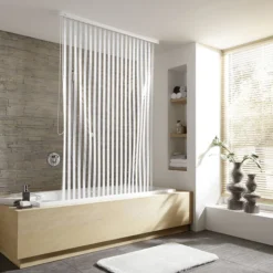 Kleine Wolke - Vinyl White Stripe Shower Roller Blind W1340 X H2400mm (Parts A+B) -Bathroom Discount Store kleinewolkevinylwhitestripeshowerrollerblindw1340xh2400mml