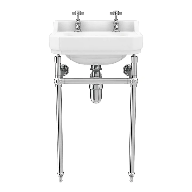 Keswick Traditional 500mm Basin & Chrome Wash Stand 7 Keswick Traditional 500mm Basin & Chrome Wash Stand - Image 5