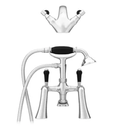 Lancaster Black Traditional Tap Package (Bath + Basin Tap) -Bathroom Discount Store lancbpk n d4