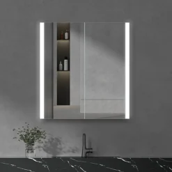 Toreno 700x650mm LED Illuminated 2-Door Bluetooth Mirror Cabinet With Motion Sensor, Shaving Socket & Anti-Fog -Bathroom Discount Store mir018 n