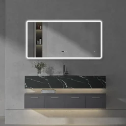 Toreno 1200 X 600mm Bluetooth LED Illuminated Mirror Inc. Anti-Fog, Shaver Socket & Touch Sensor -Bathroom Discount Store mir024