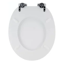 Toreno High Gloss White MDF Bottom Fixing Soft Close Toilet Seat With Chrome Hinges -Bathroom Discount Store msc020 detail2
