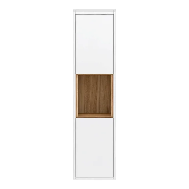 Haywood 1400mm Gloss White / Natural Oak Wall Hung Tall Unit 6 Haywood 1400mm Gloss White / Natural Oak Wall Hung Tall Unit - Image 4