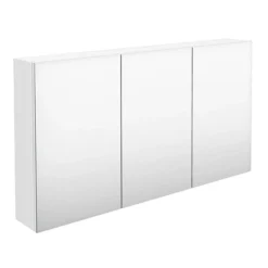Hudson Reed 1350mm White Gloss 3 Door Mirror Cabinet -Bathroom Discount Store qua009 nl