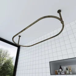 Chatsworth Traditional 1500 X 700mm Antique Brass Oval Shower Curtain Rail -Bathroom Discount Store rg007ab l