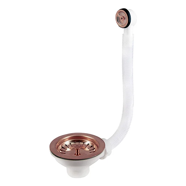 Copper Basket Strainer Waste With Round Overflow 3 Copper Basket Strainer Waste With Round Overflow