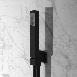 Arezzo Matt Black Square Triple Thermostatic Shower Pack With Head + Handset -Bathroom Discount Store sq3blkpk nd3