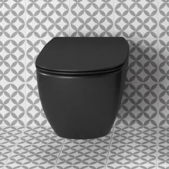 Ideal Standard Tesi Silk Black AquaBlade Wall Hung WC + Soft Close Seat -Bathroom Discount Store tessbwhsc d2