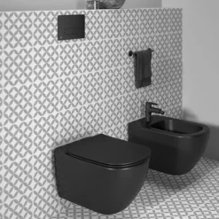 Ideal Standard Tesi Silk Black AquaBlade Wall Hung WC + Soft Close Seat -Bathroom Discount Store tessbwhsc d3