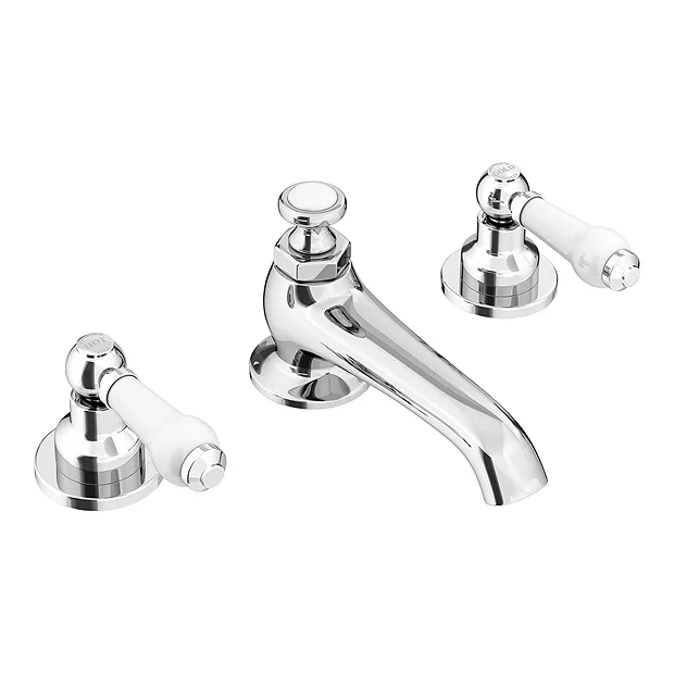 Chatsworth 1928 Traditional 3TH White Lever Basin Mixer Tap + Waste 4 Chatsworth 1928 Traditional 3TH White Lever Basin Mixer Tap + Waste - Image 2