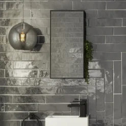 Venice Black 300 X 600mm Mirror With Open Shelves -Bathroom Discount Store venmir3060 d3