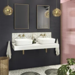 Venice Brushed Brass 400 X 700mm Rectangular Mirror -Bathroom Discount Store venr4070bra d3