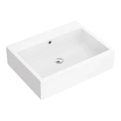 Kyoto Large Rectangular 600 X 460mm 0TH Wall Hung Basin -Bathroom Discount Store ves1320th d2