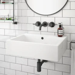 Kyoto Large Rectangular 600 X 460mm 0TH Wall Hung Basin -Bathroom Discount Store ves1320th l3