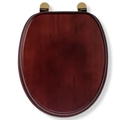 Croydex Mahogany Effect Solid Wood Toilet Seat With Brass Effect Fixings -Bathroom Discount Store wl515202ai3