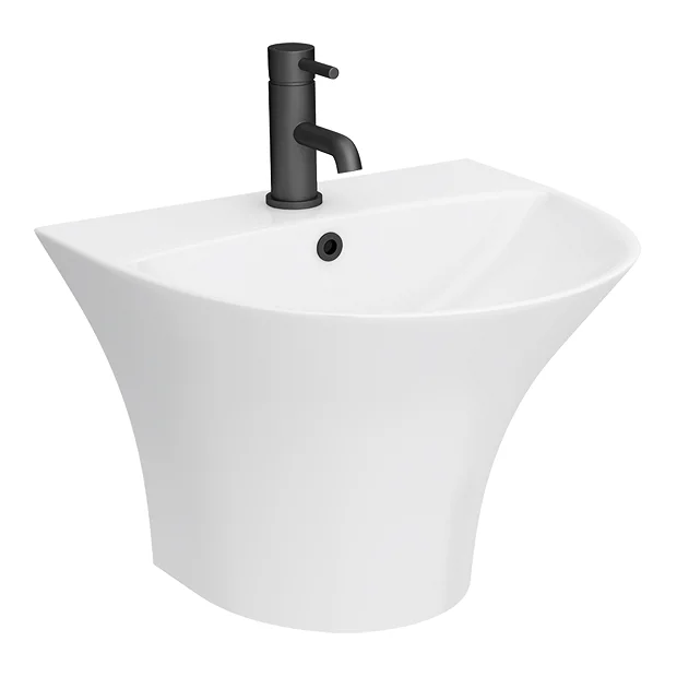 Arezzo Curved Ceramic One Piece Wall Hung Basin 1TH - 540mm Wide 3 Arezzo Curved Ceramic One Piece Wall Hung Basin 1TH - 540mm Wide